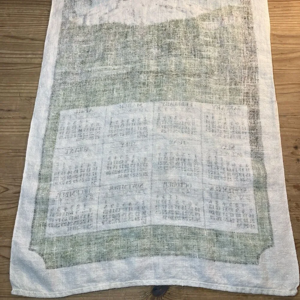 VTG 1975 Kay Dee Calendar Linen Tea Towel Mountain “The Beauty Seen Is Partly..”